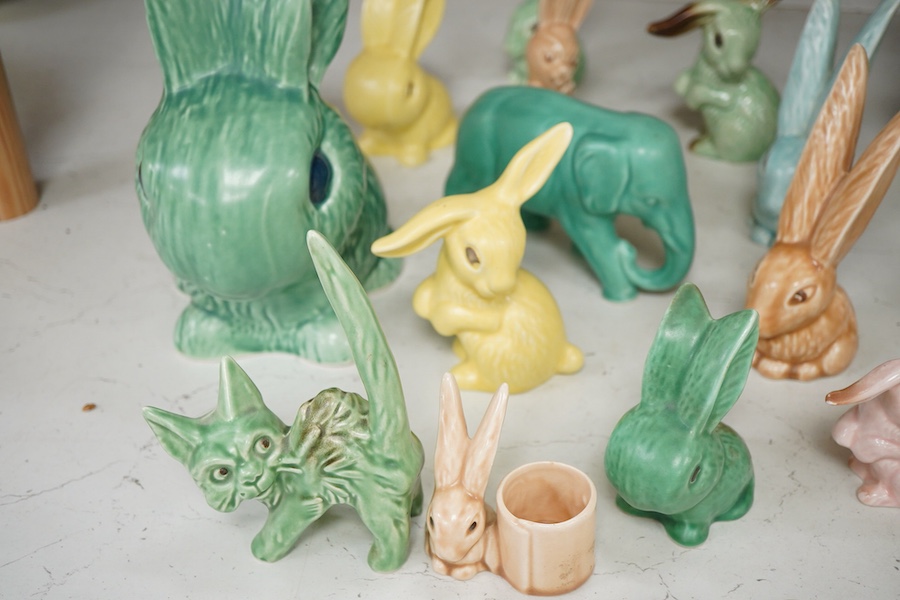 A Sylvac bunny and a collection of other animal figures, largest 25cm high